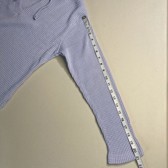 Moda International Womens Baby Blue Long Sleeve Waffle-Knit Hooded Sweater Sz XS - Picture 12 of 12